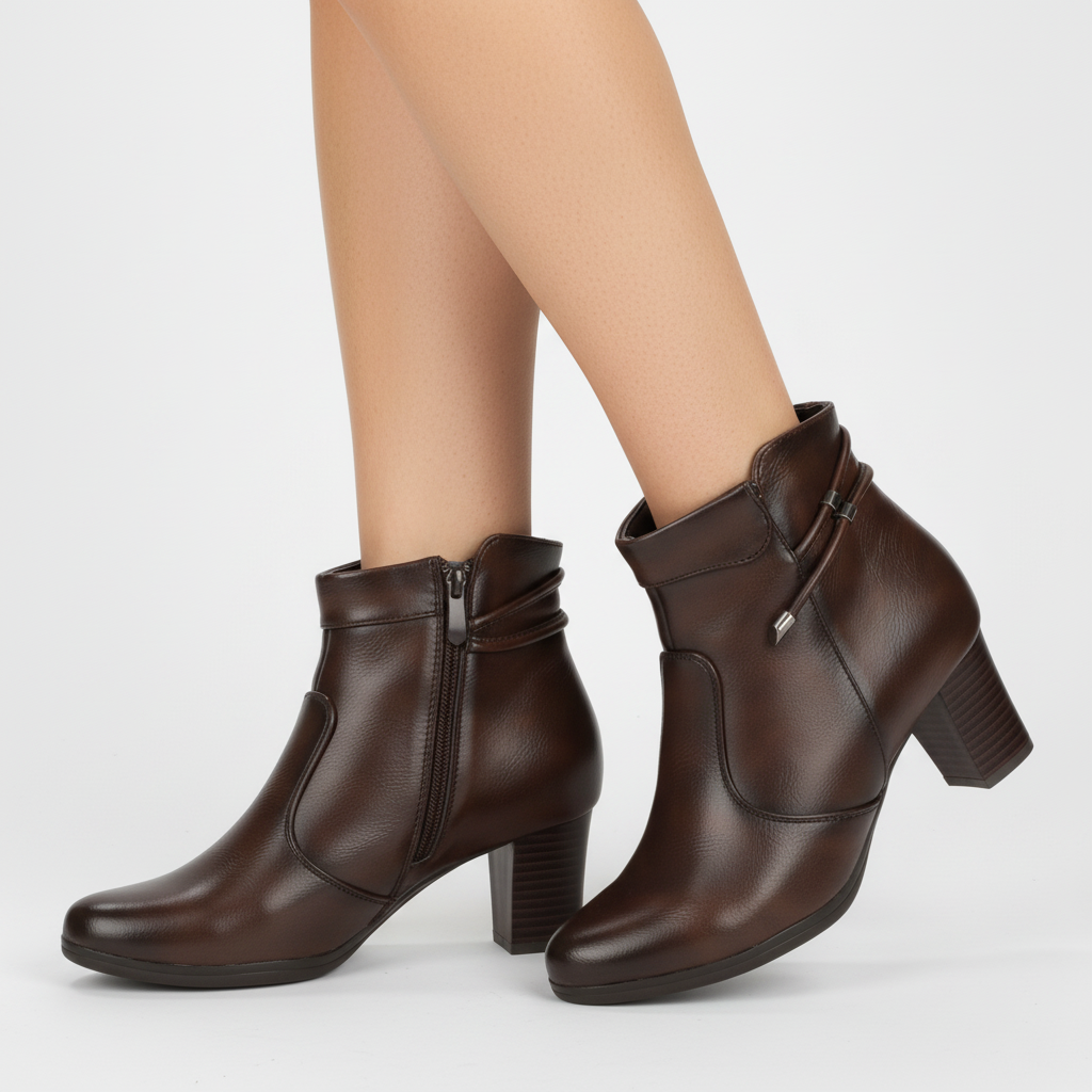 Botin Taco Ancho 10 cm Café Dorette 35 / Café