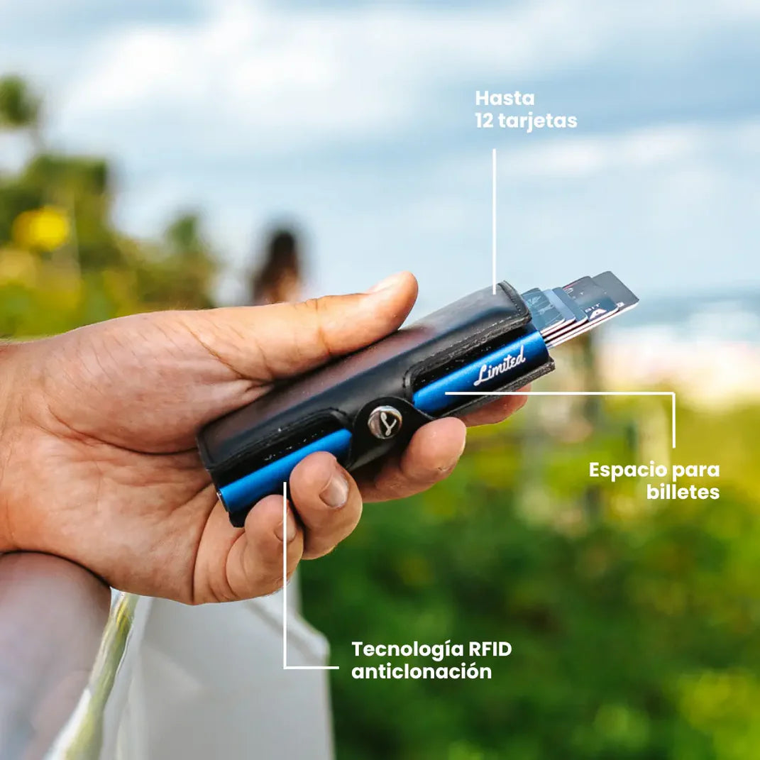 Billetera Slim Black Blue Limited