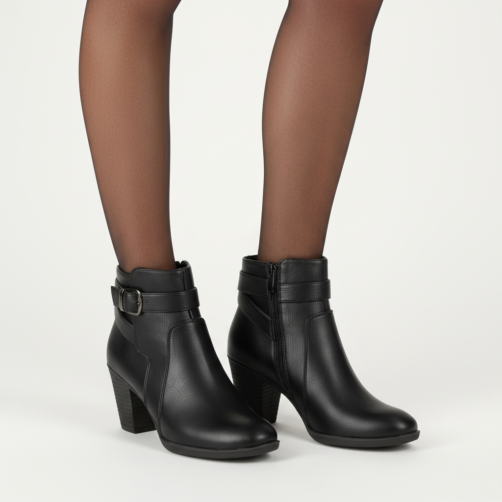 Botin Taco Ancho 7 cm Negro Agua de Coco 35 / Negro