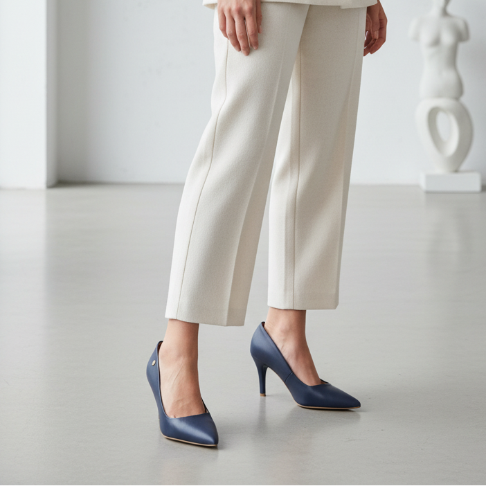 Stiletto Taco Aguja Azul Marino Vizzano