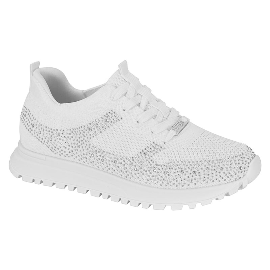 Zapatilla Casual Brillos Eco Cuero Blanco 35 / Blanco