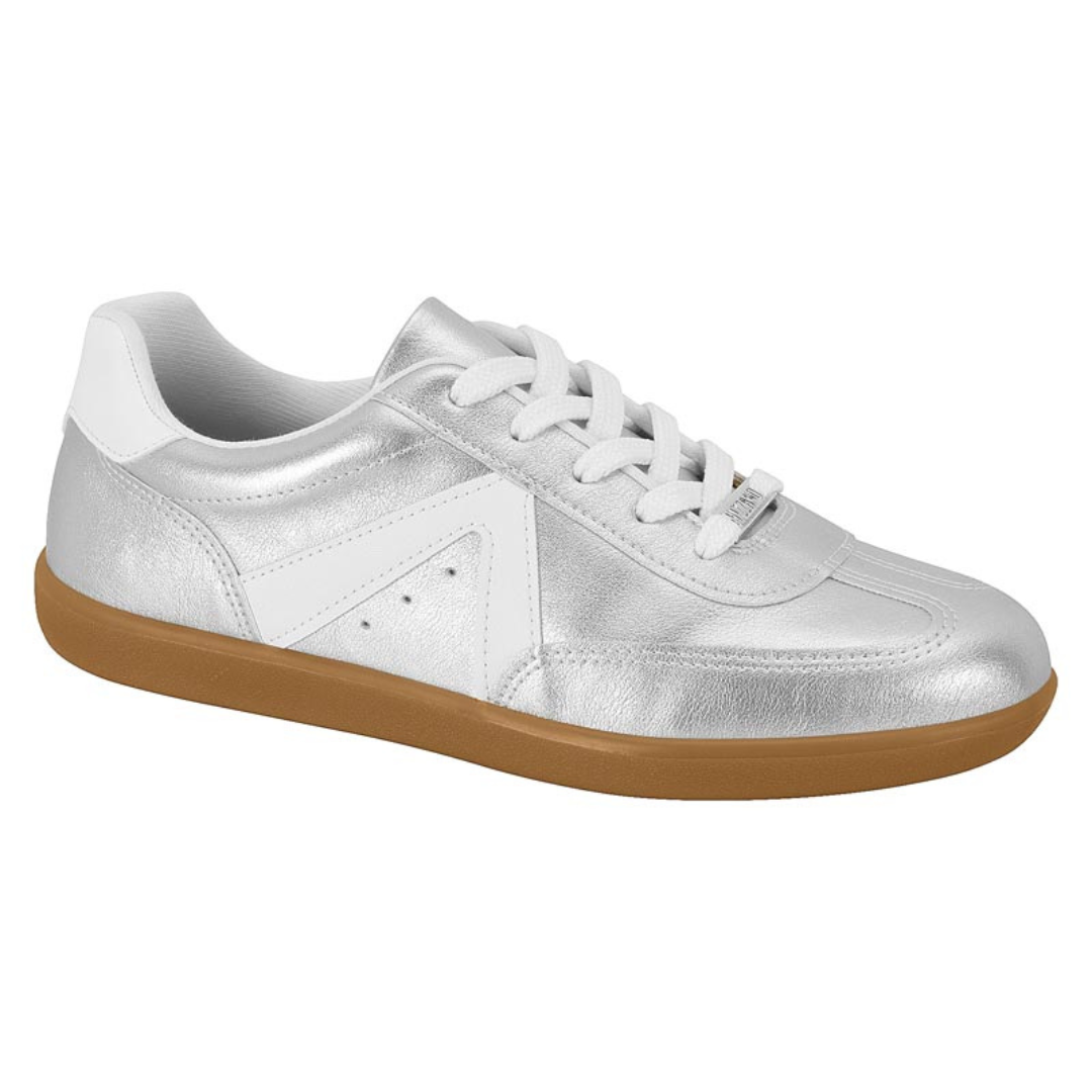 Zapatilla Casual Eco Cuero Metalizada Plateada 1430-102-28357-17798