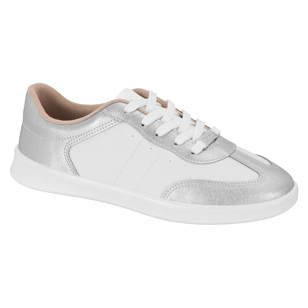 Zapatilla Casual Eco Cuero Metalizada Plateada 35 / Plateado