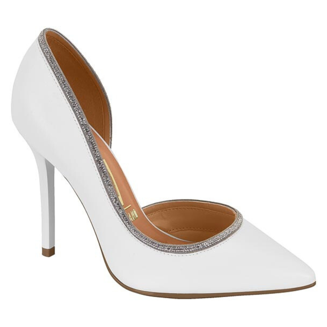 Stiletto Taco Aguja Eco Cuero Blanco 35