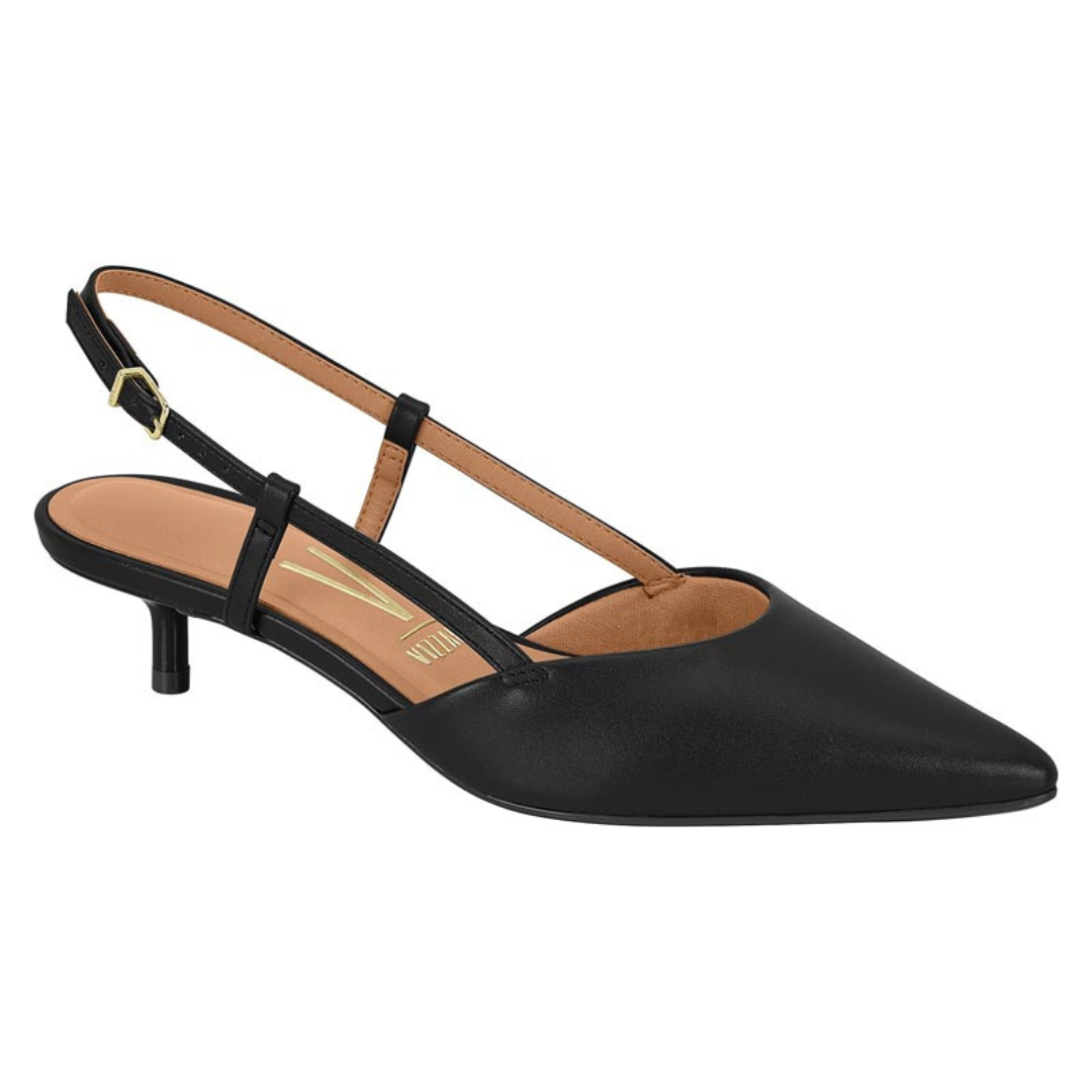 Stiletto Taco Aguja Eco Cuero Negro 35