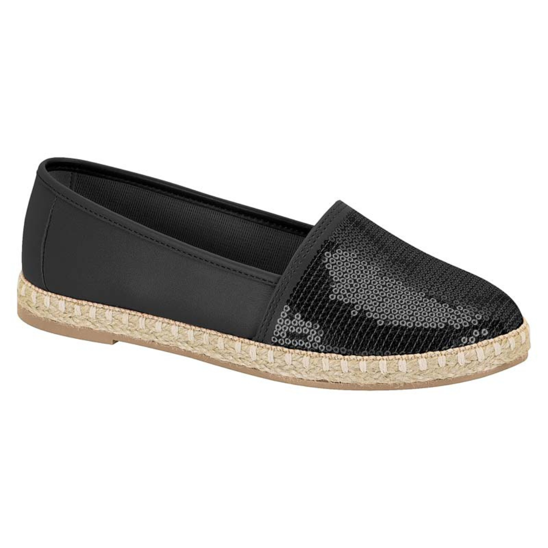 Alpargatas Eco Cuero Lentejuelas Negro 35 / Negro