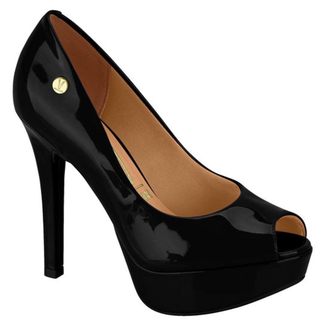 Zapato Taco Plataforma Vizzano Efecto Charol Negro 1830-500-13488-15745