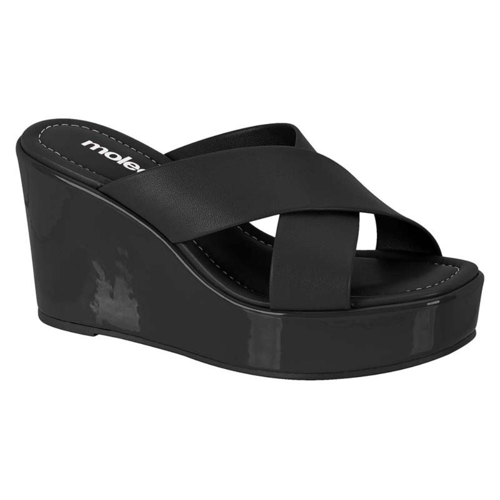 Sandalia Moleca Efecto Charol Negro 5492-100-14187-15745