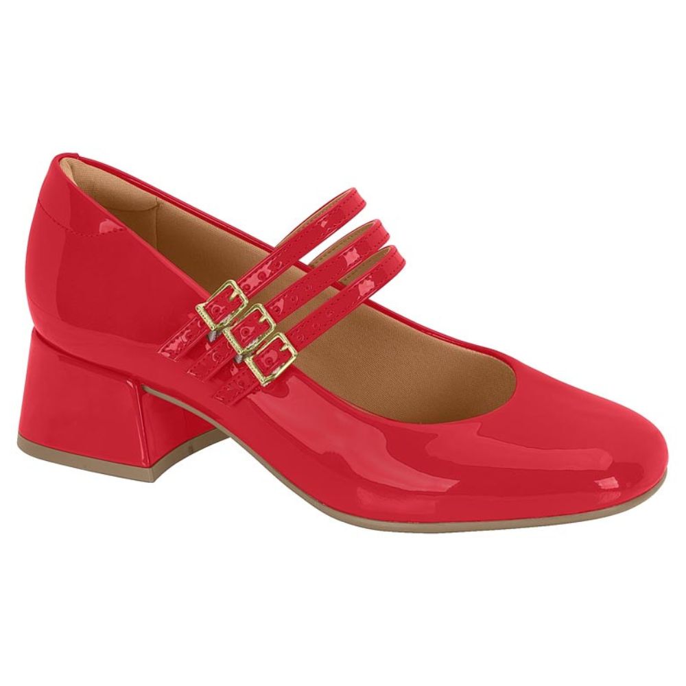 Zapato Taco Cuadrado Vizzano Efecto Charol Rojo 1426-106-13488-86347