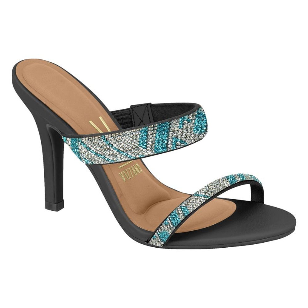 Sandalia Taco Aguja Vizzano Metalizado Negro 6249-489-24448-93226
