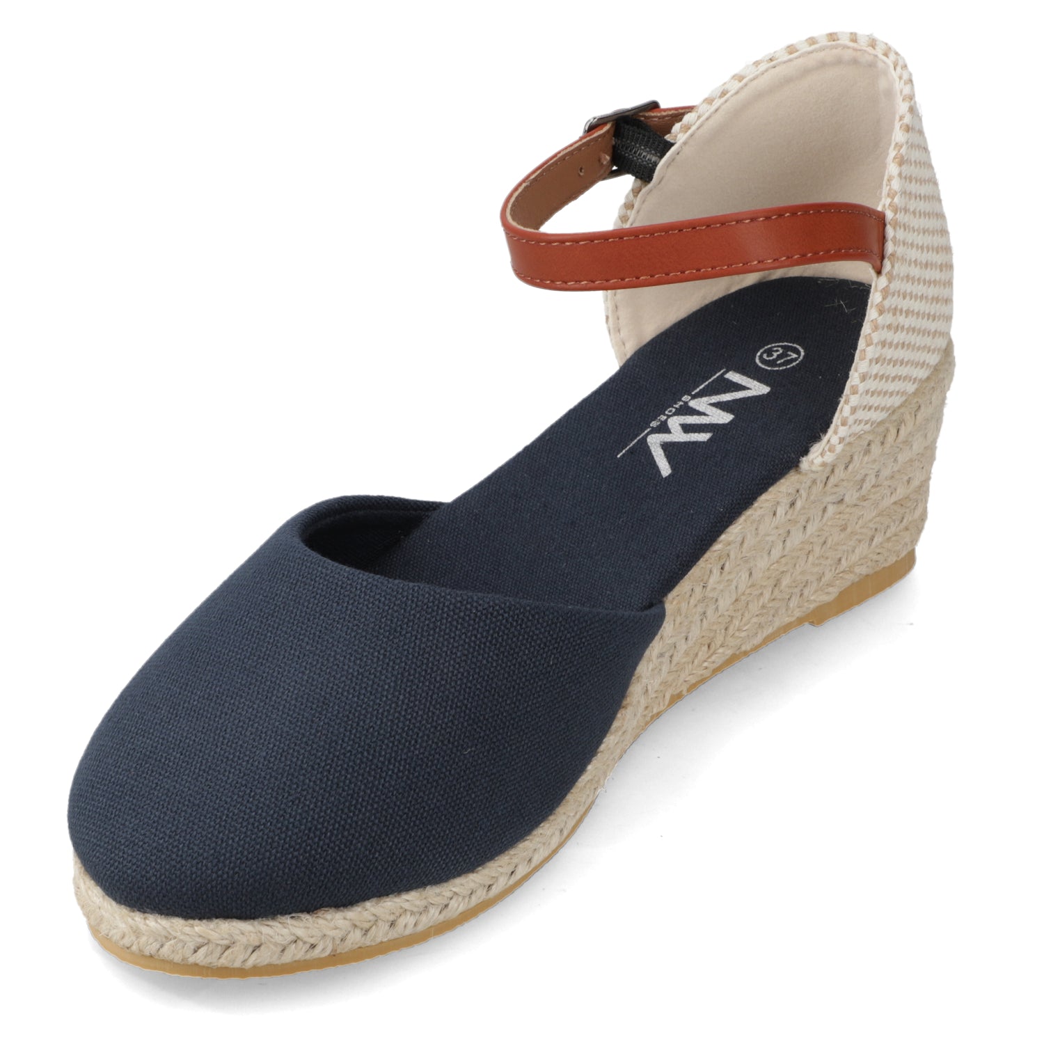 Sandalia Taco Cuña Medio Azul New Walk Ecocuero 35 / Azul