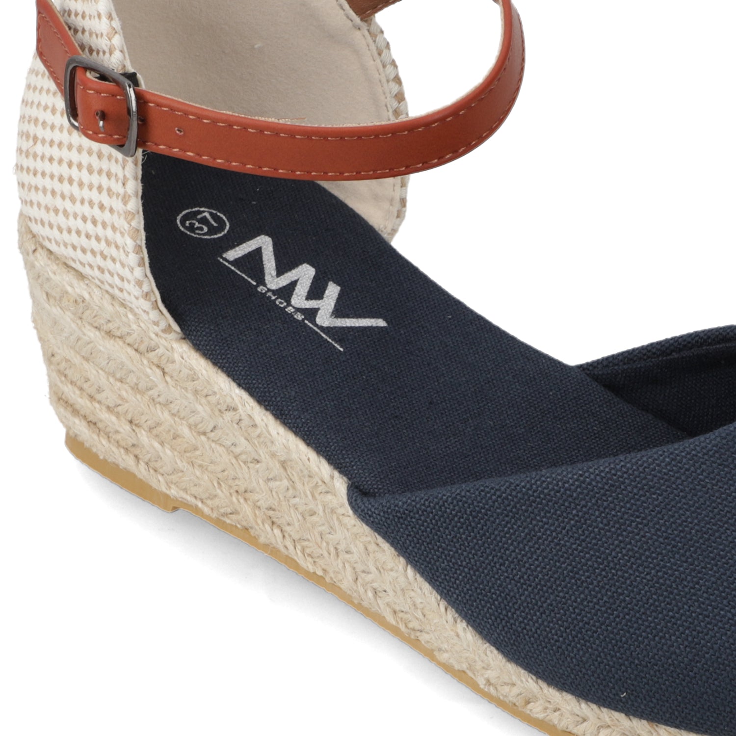 Sandalia Taco Cuña Medio Azul New Walk Ecocuero 35 / Azul