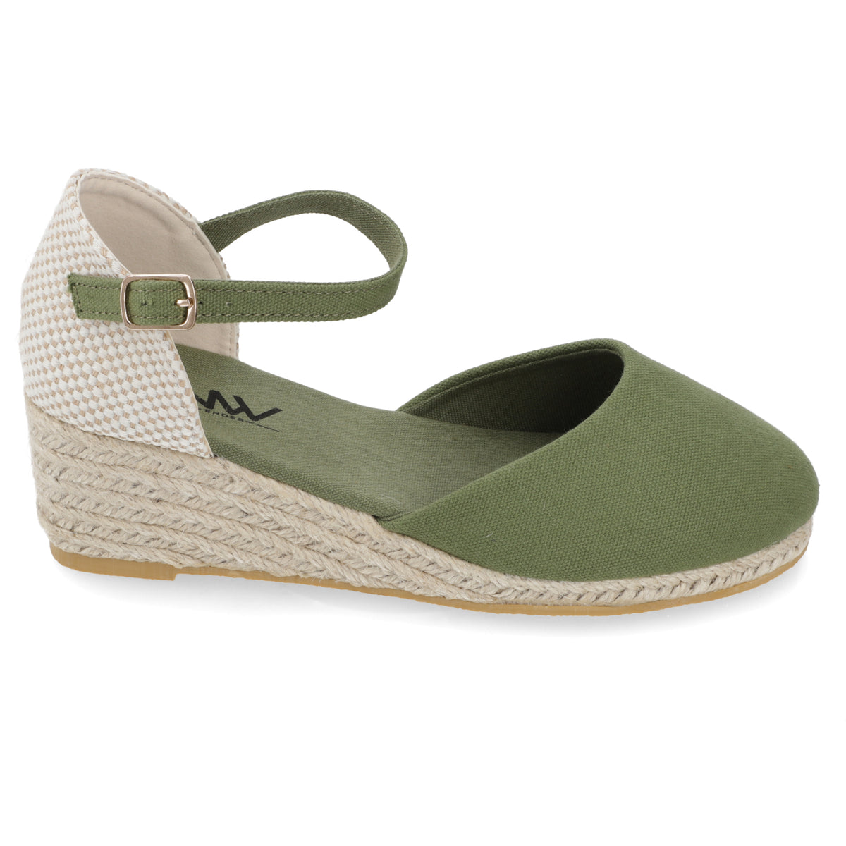 Sandalia Taco Cuña Medio Verde New Walk Ecocuero 35 / Verde