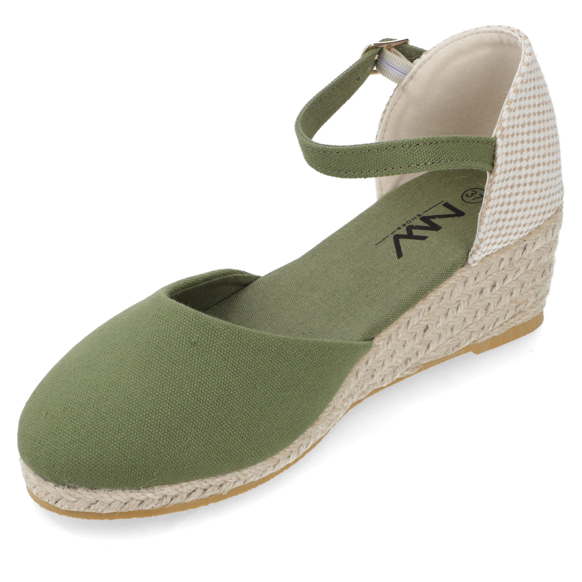 Sandalia Taco Cuña Medio Verde New Walk Ecocuero 35 / Verde