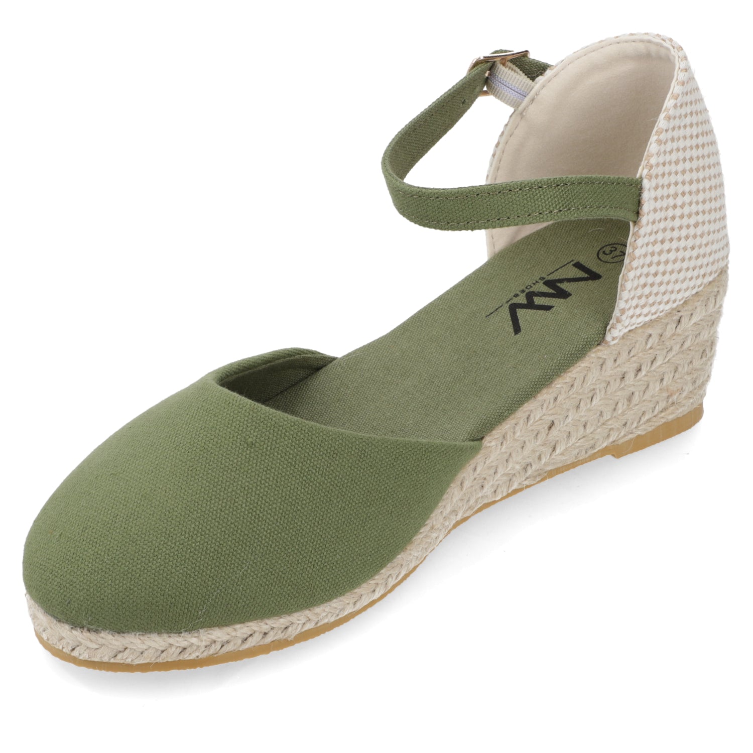 Sandalia Taco Cuña Medio Verde New Walk Ecocuero 35 / Verde