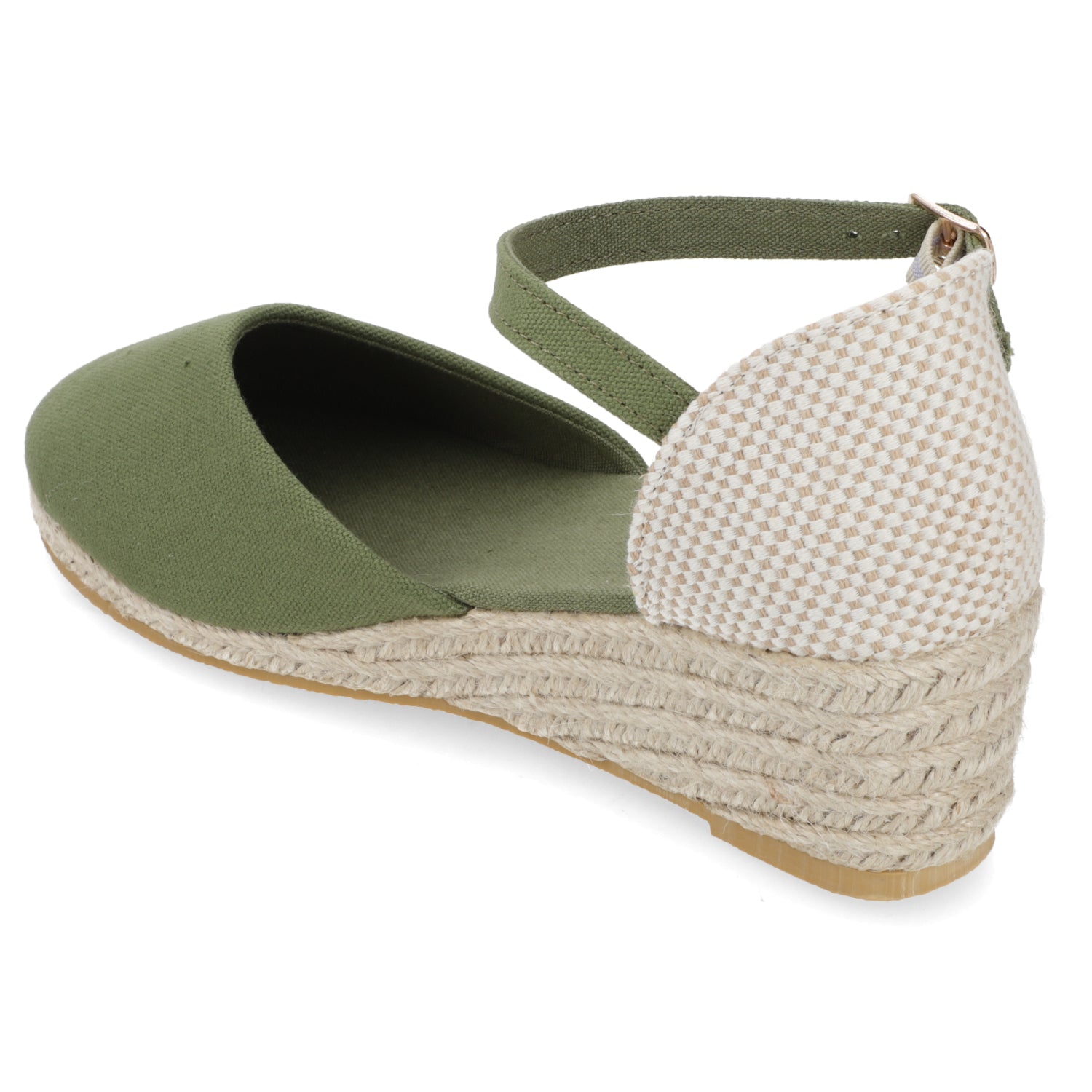 Sandalia Taco Cuña Medio Verde New Walk Ecocuero 35 / Verde