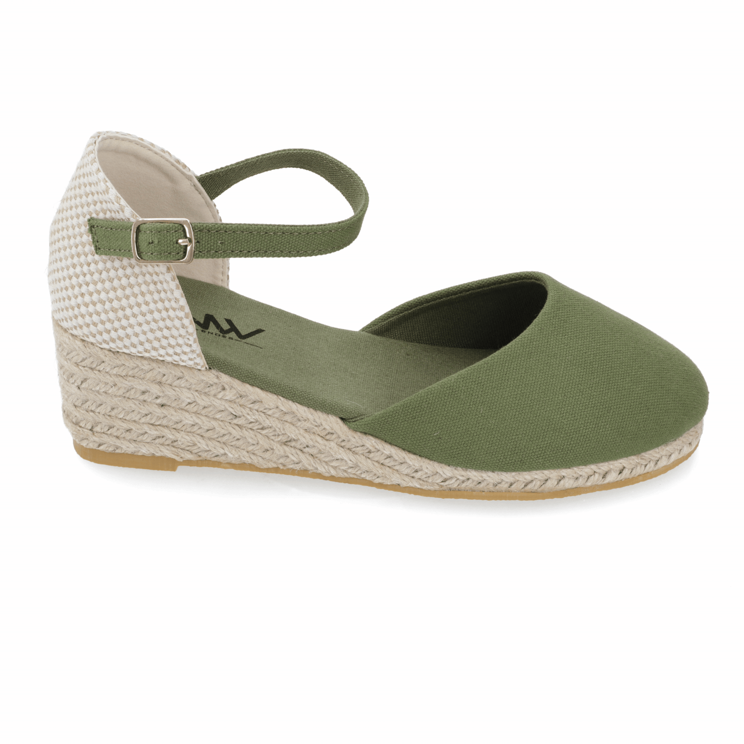 Sandalia Taco Cuña Medio Verde New Walk Ecocuero 35 / Verde