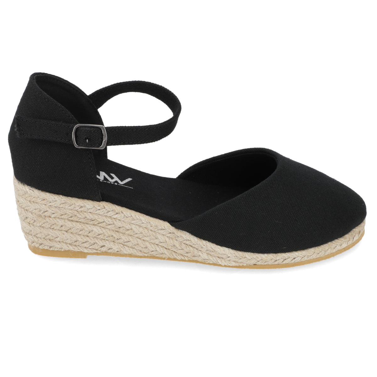 Sandalia Taco Cuña Medio Negro New Walk Ecocuero 35 / Negro