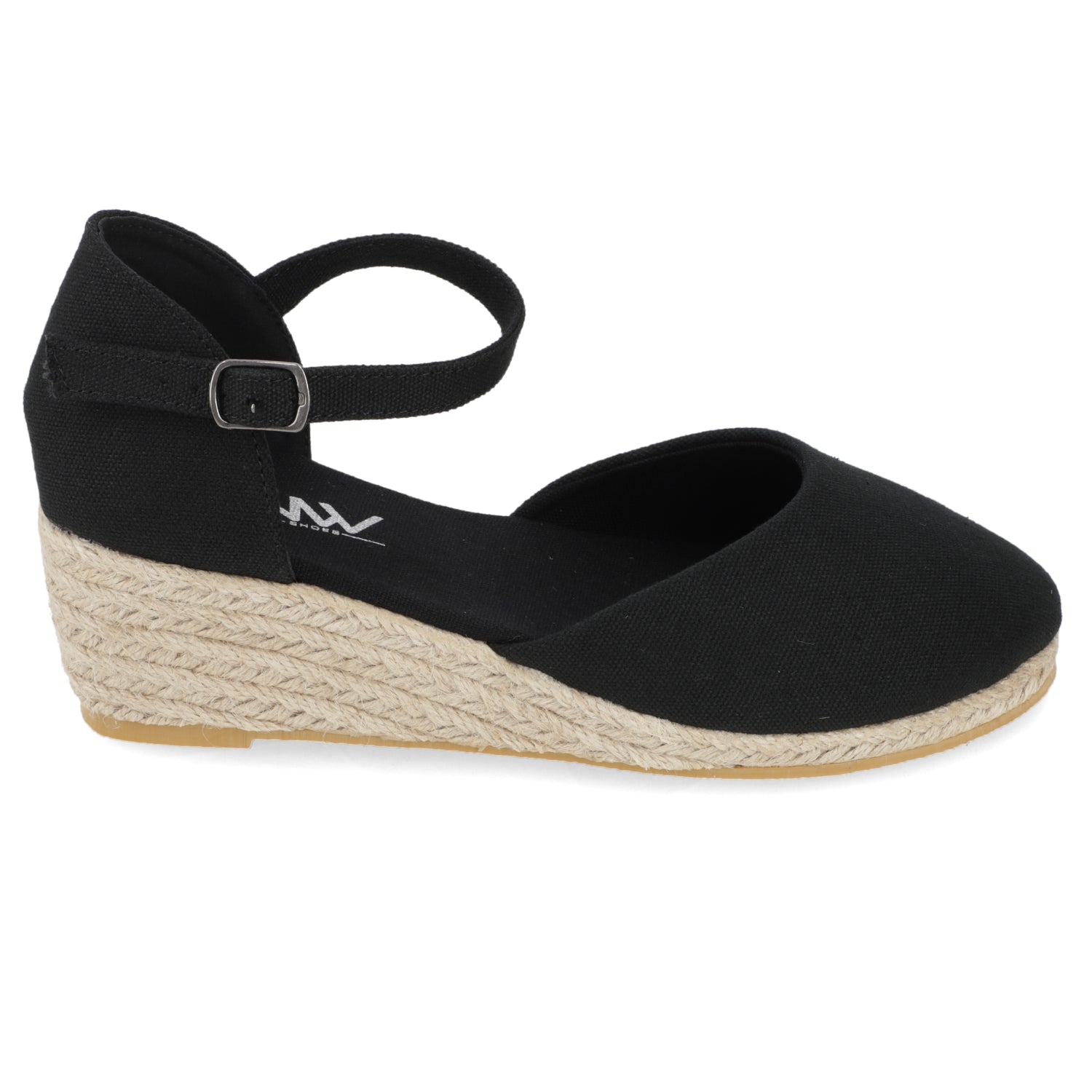 Sandalia Taco Cuña Medio Negro New Walk Ecocuero 35 / Negro