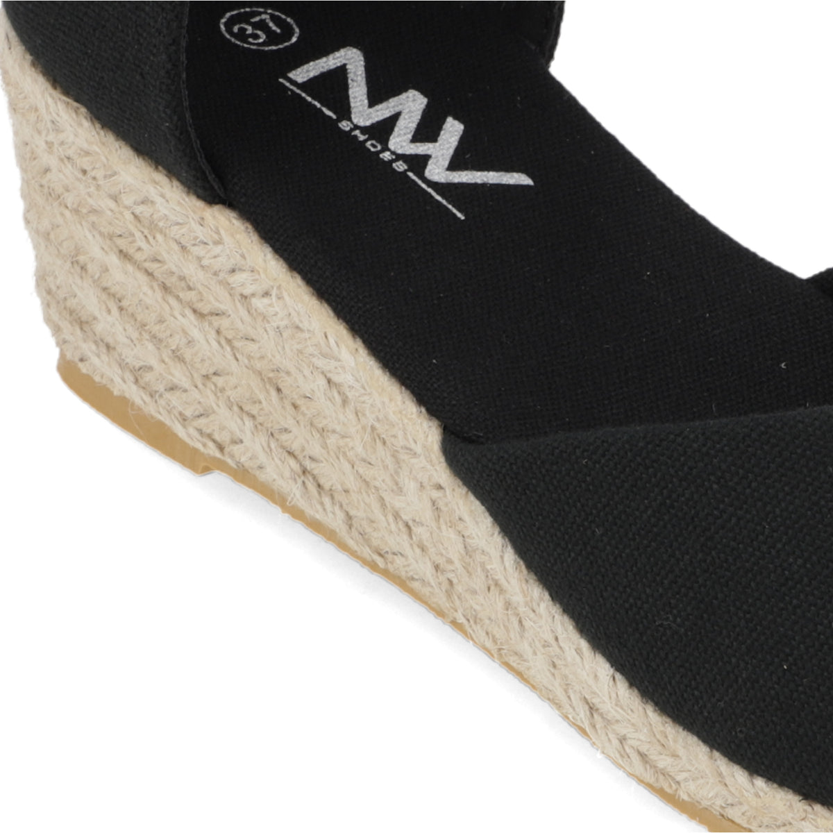 Sandalia Taco Cuña Medio Negro New Walk Ecocuero 35 / Negro