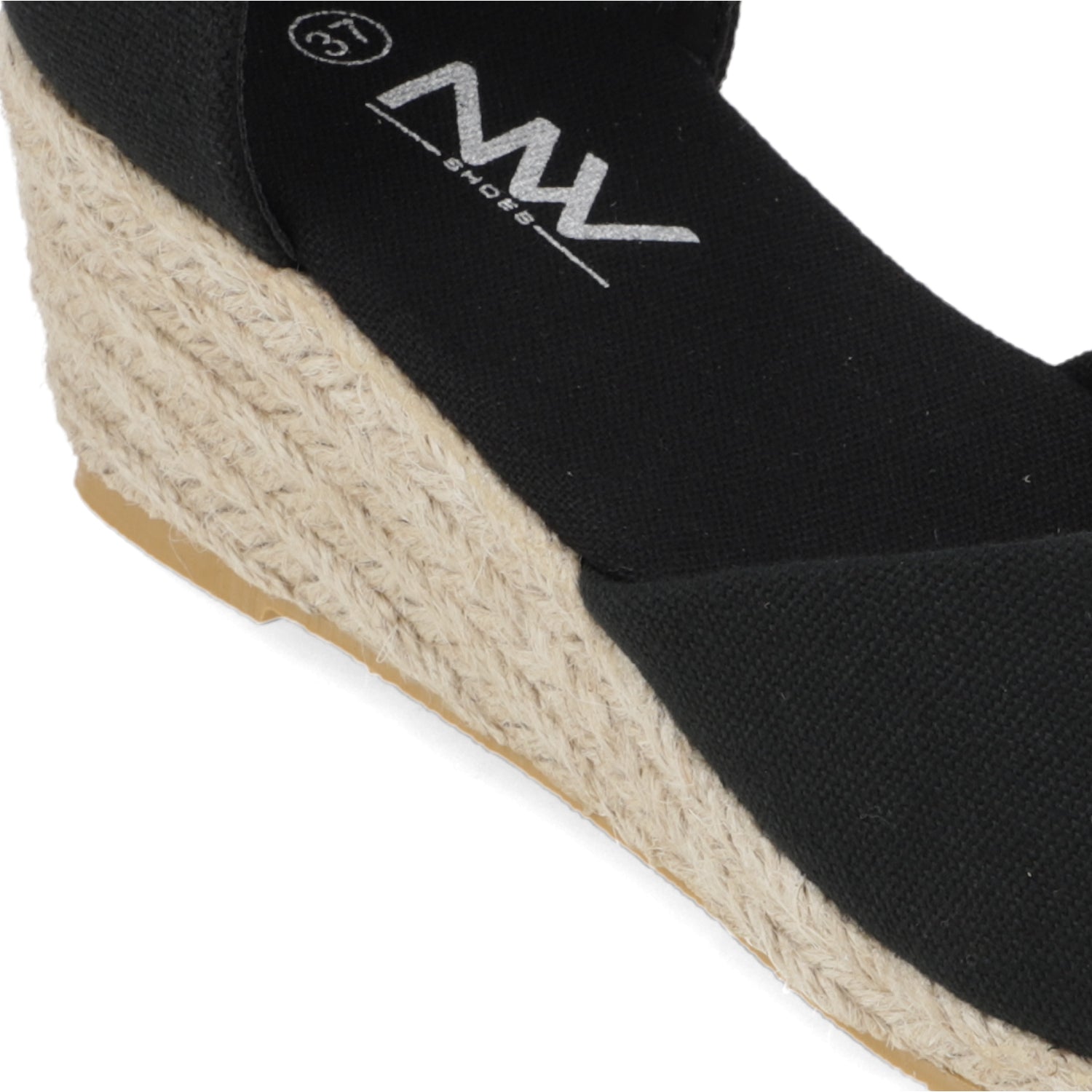 Sandalia Taco Cuña Medio Negro New Walk Ecocuero 35 / Negro