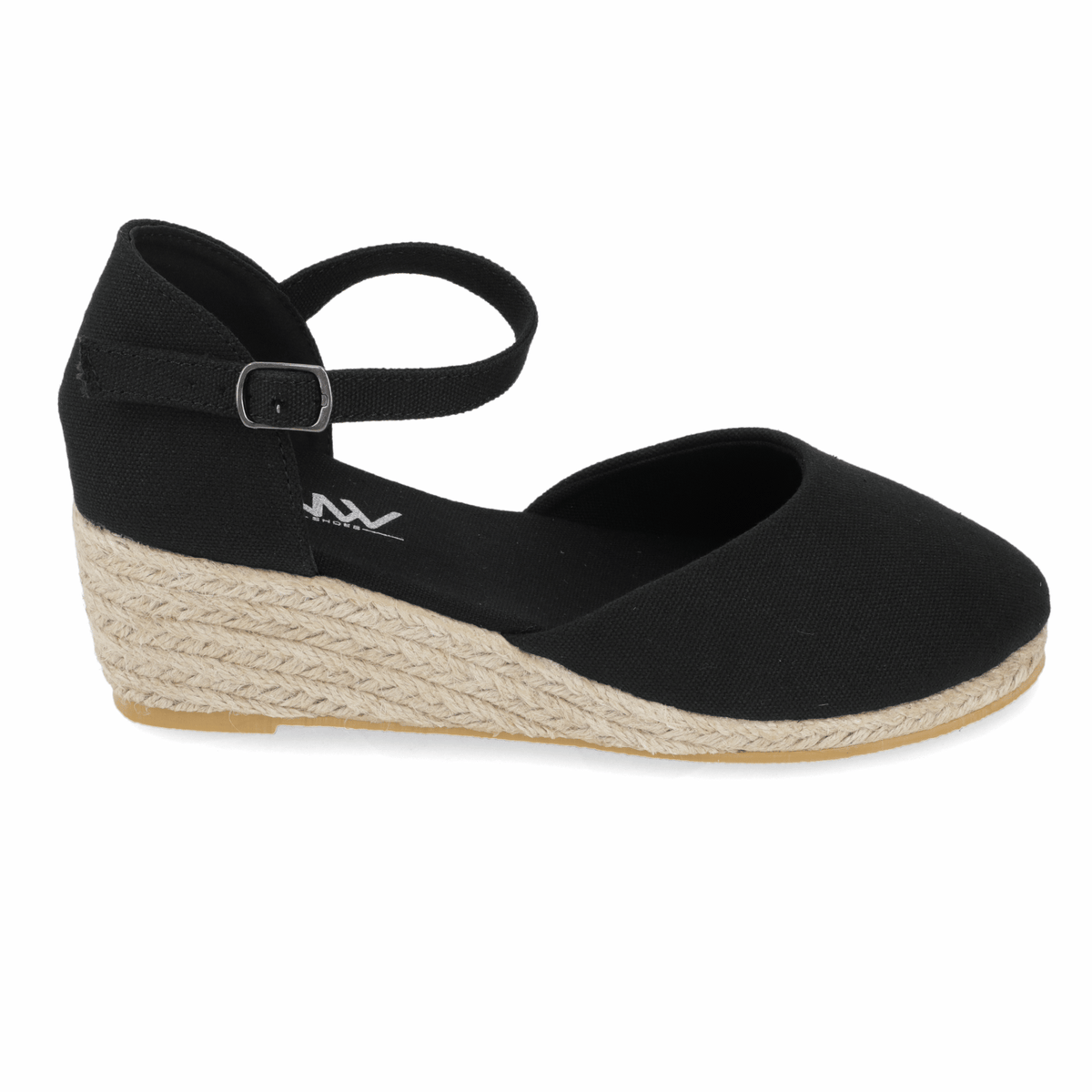 Sandalia Taco Cuña Medio Negro New Walk Ecocuero 35 / Negro