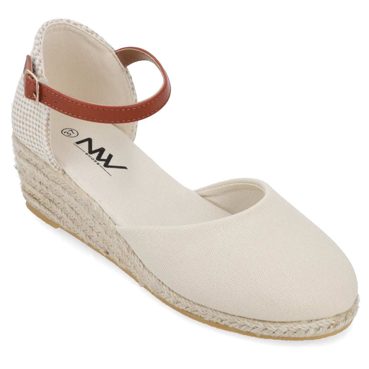 Sandalia Taco Cuña Medio Beige New Walk