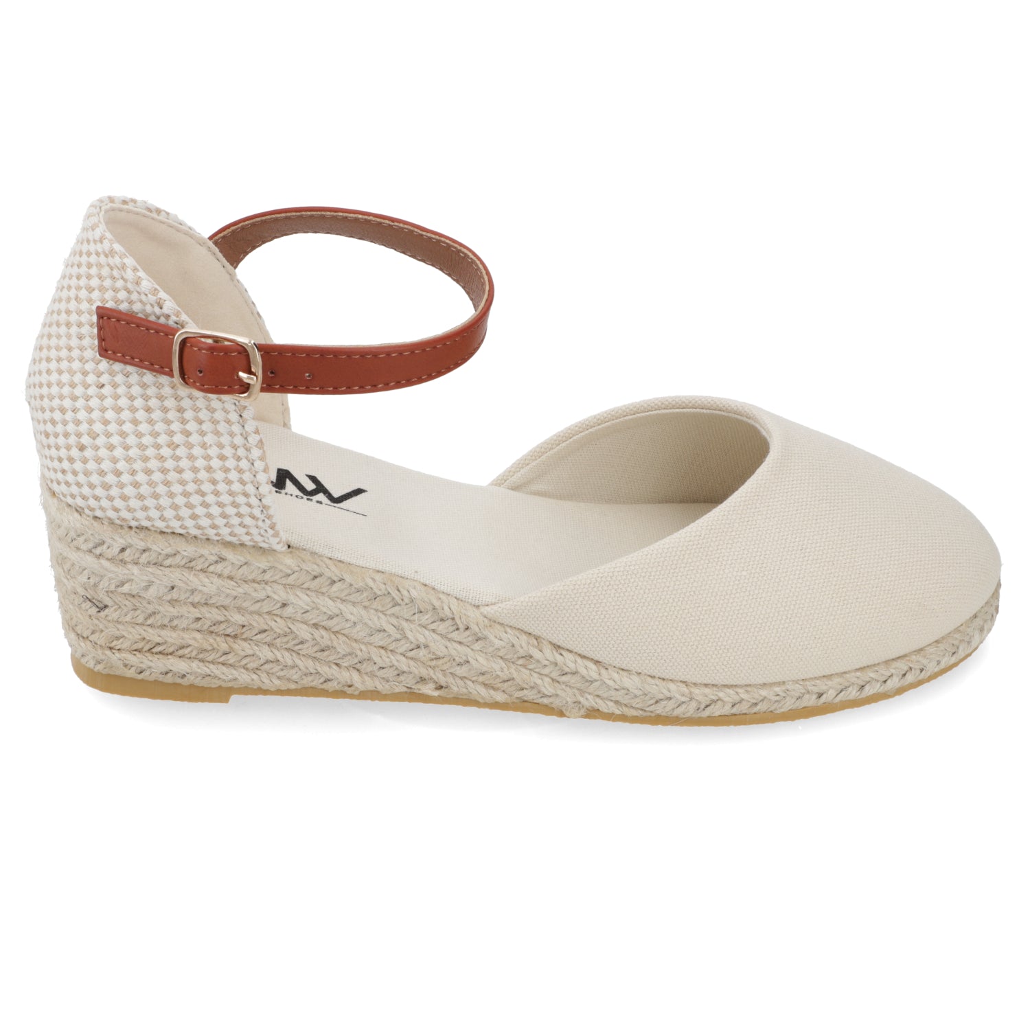 Sandalia Taco Cuña Medio Beige New Walk