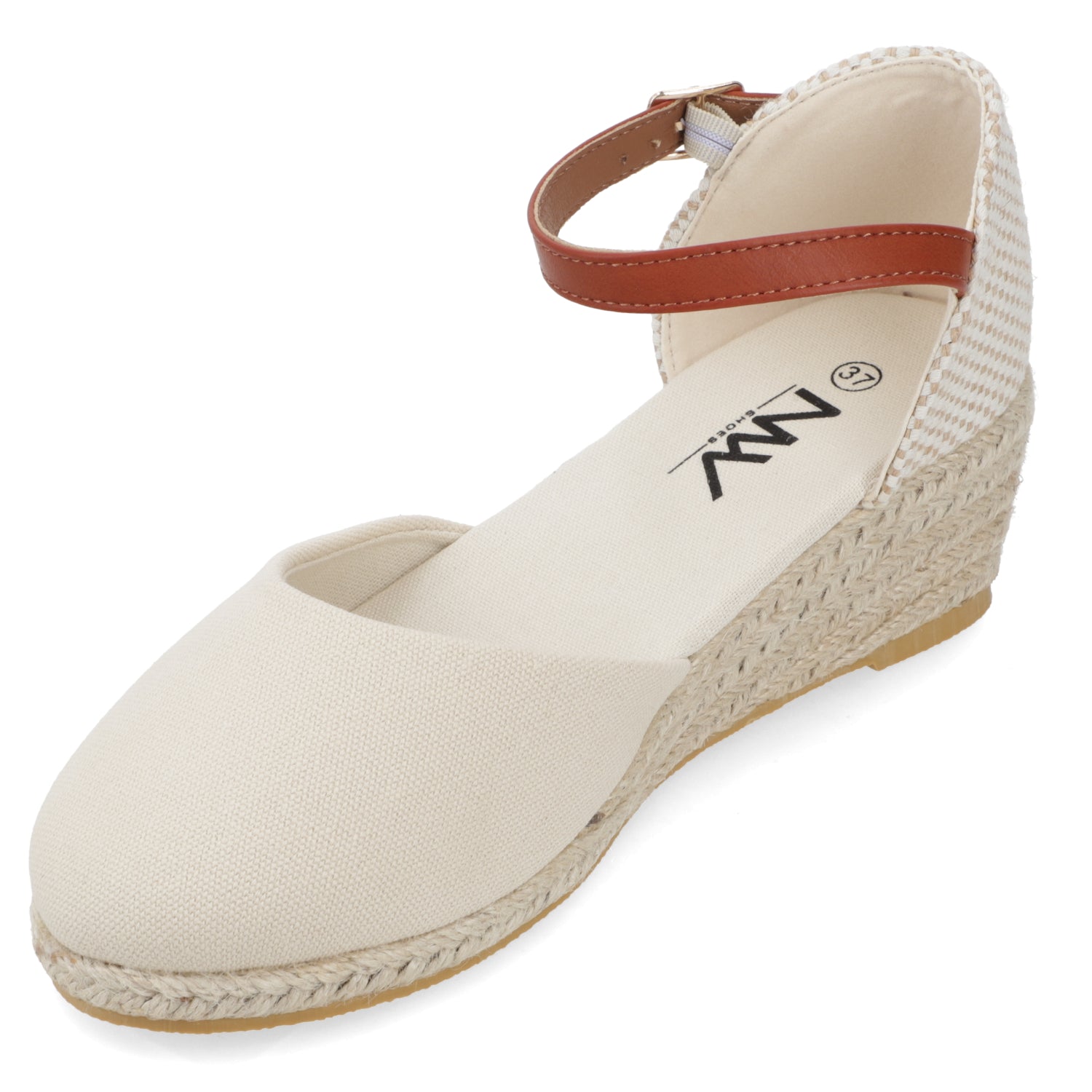 Sandalia Taco Cuña Medio Beige New Walk