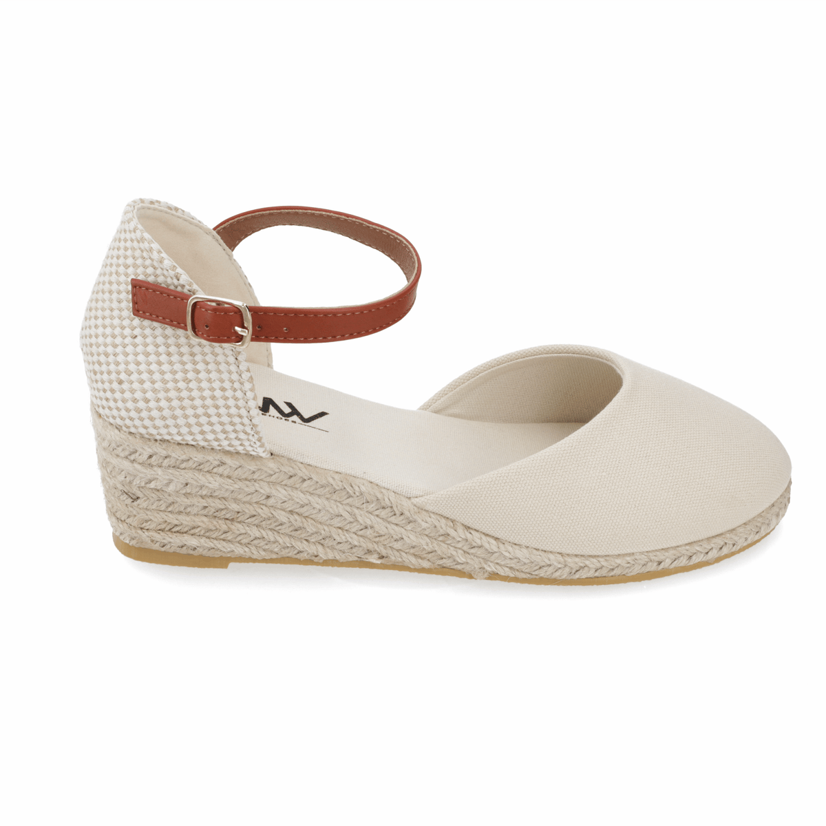 Sandalia Taco Cuña Medio Beige New Walk