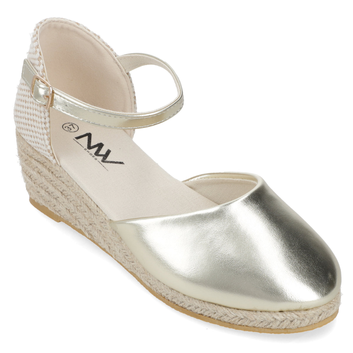 Sandalia Taco Cuña Medio Dorado New Walk