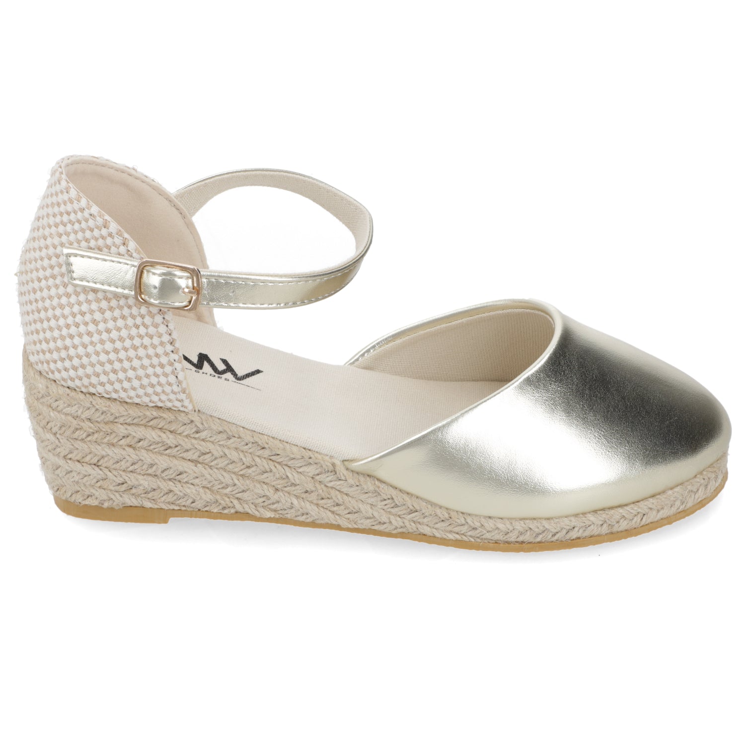 Sandalia Taco Cuña Medio Dorado New Walk