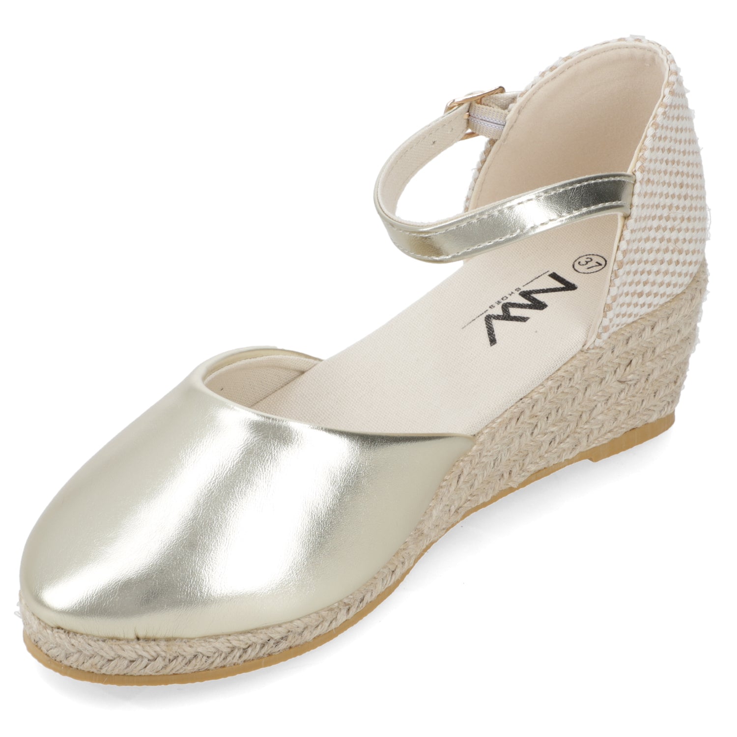 Sandalia Taco Cuña Medio Dorado New Walk