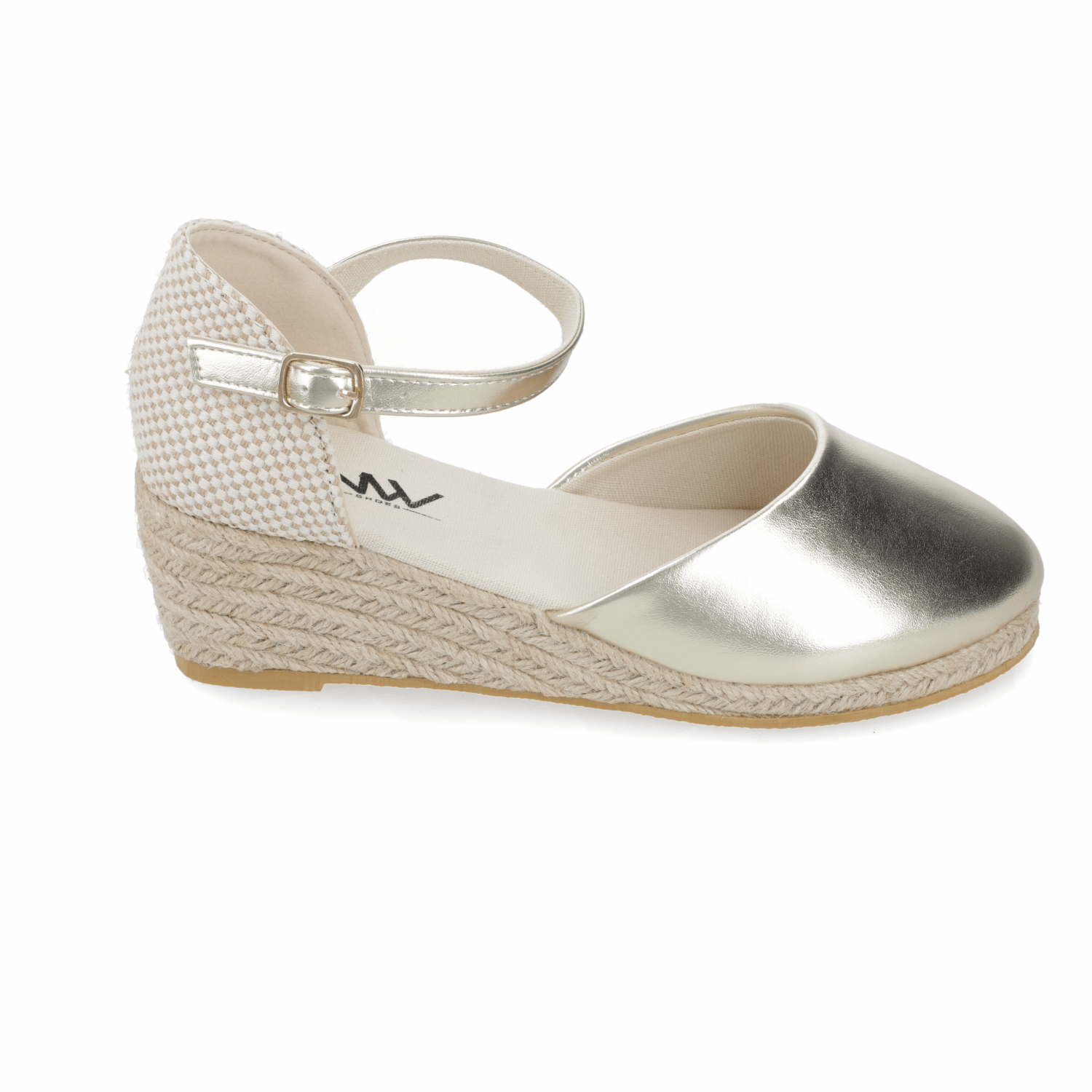 Sandalia Taco Cuña Medio Dorado New Walk