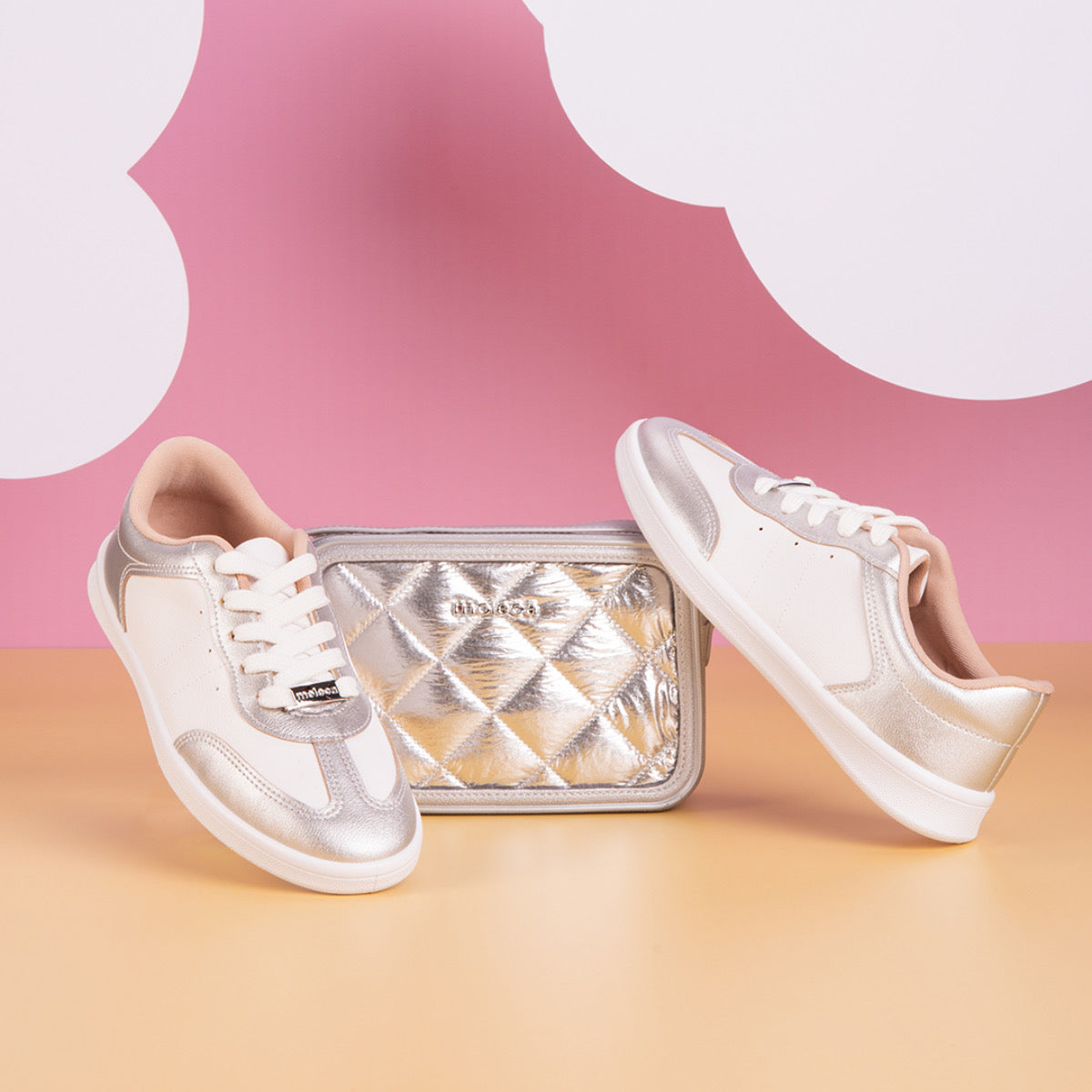 Zapatilla Casual Eco Cuero Metalizada Plateada 35 / Plateado