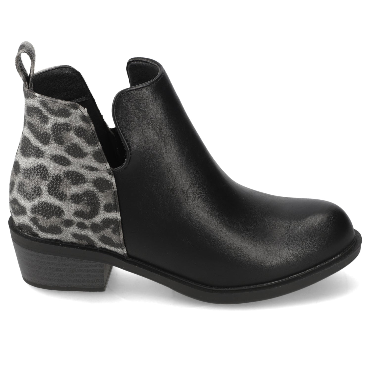 Botín Negro Animal Print New Walk