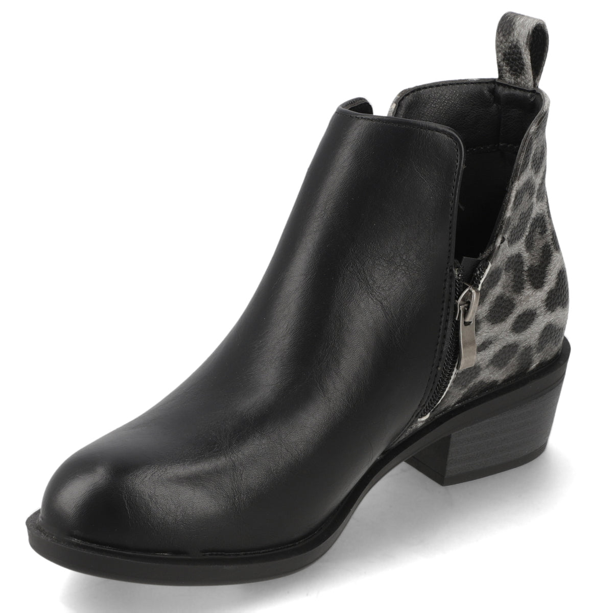 Botín Negro Animal Print New Walk