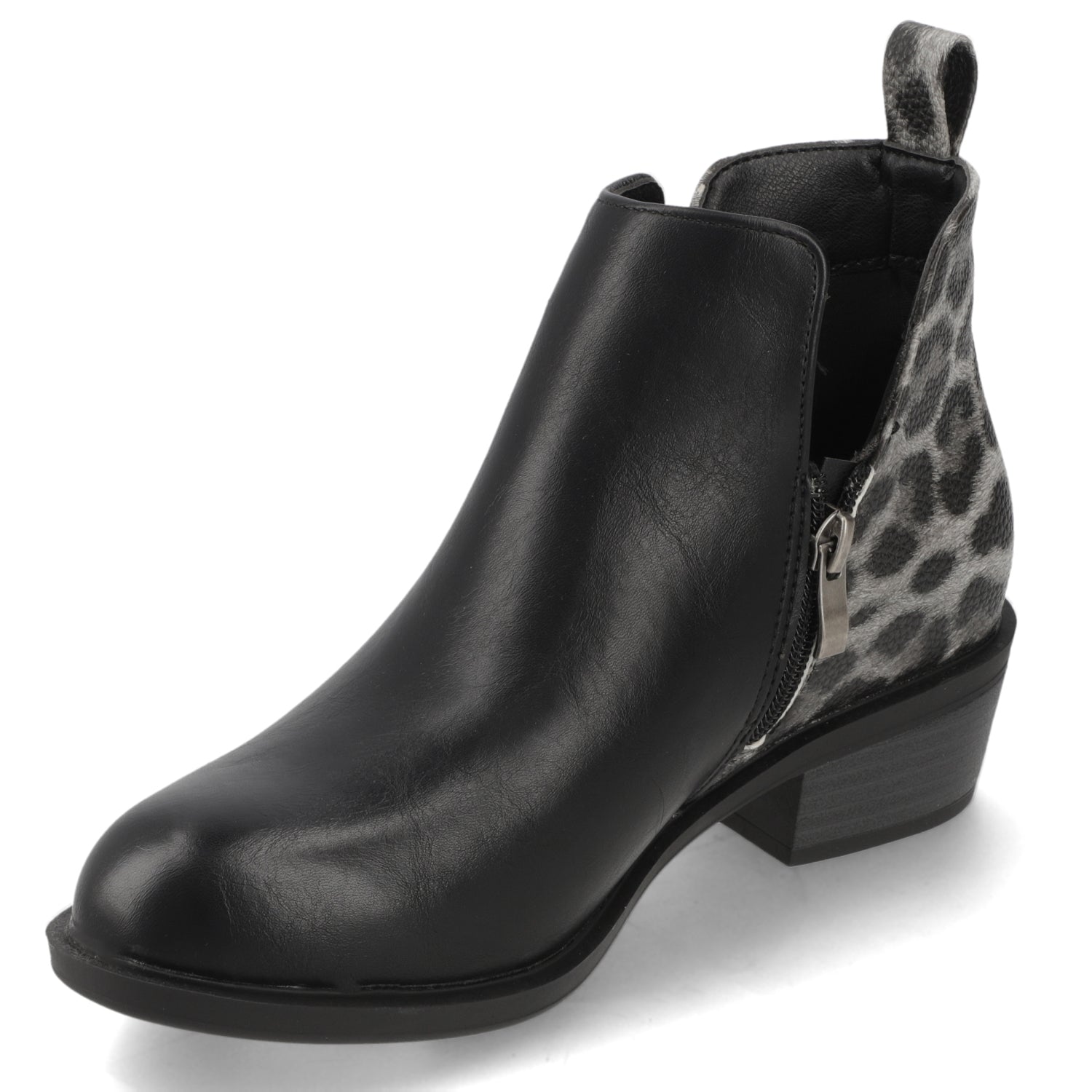 Botín Negro Animal Print New Walk
