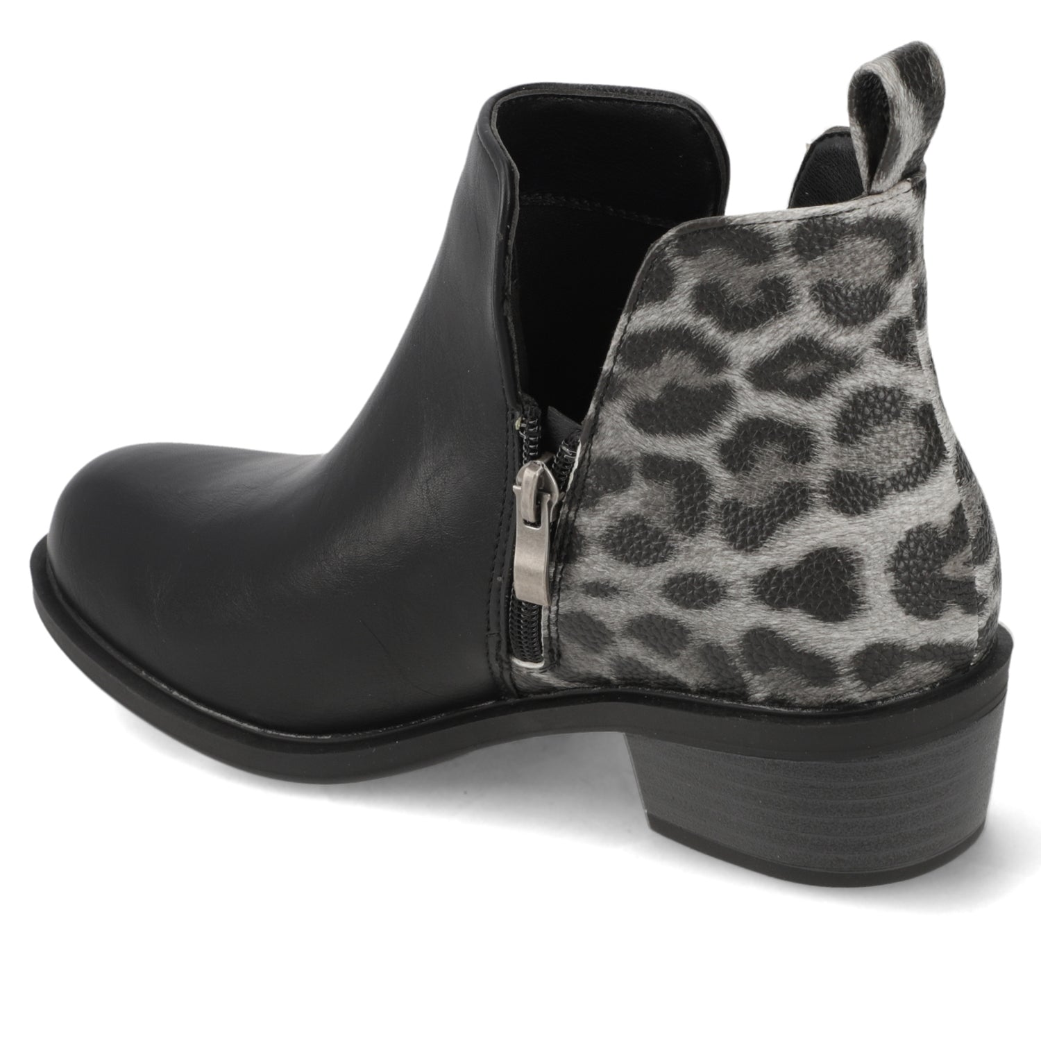 Botín Negro Animal Print New Walk