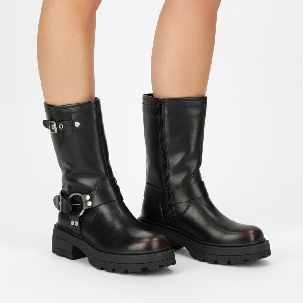 Bota Taco Ancho Negro New Walk 35 / Negro