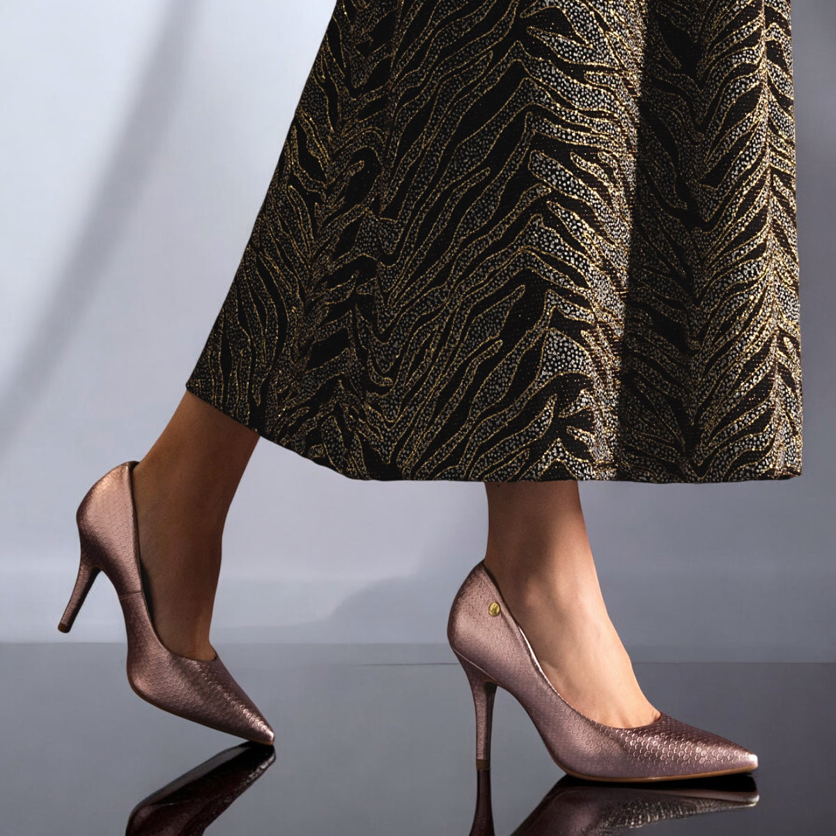 Stiletto Taco Aguja Eco Cuero Rose Gold 1184-1501-28481-98654