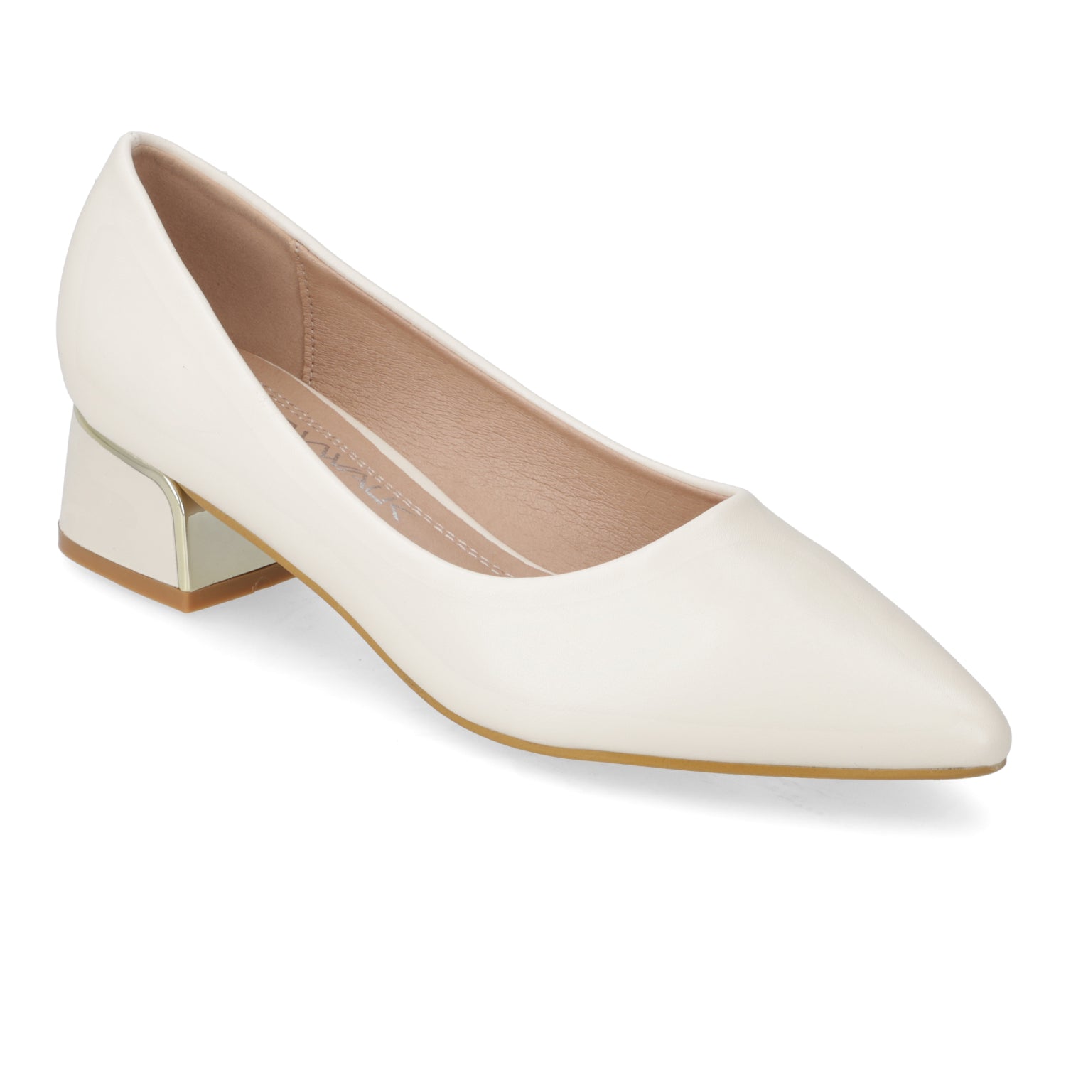 Zapato Taco Ancho Bajo Blanco 35 / Blanco