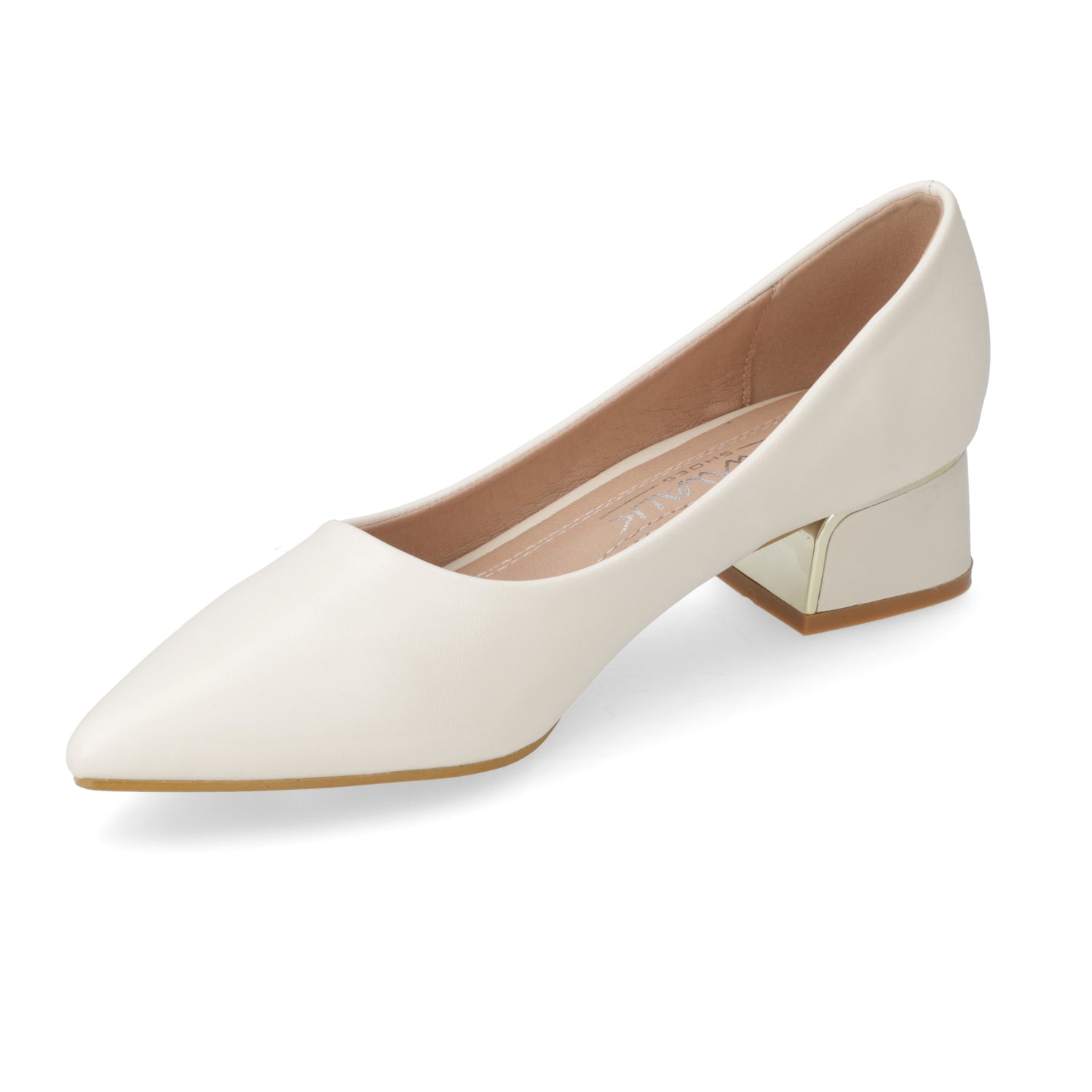 Zapato Taco Ancho Bajo Blanco