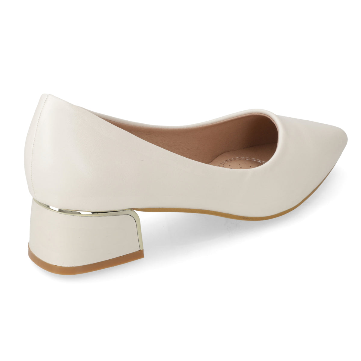 Zapato Taco Ancho Bajo Blanco