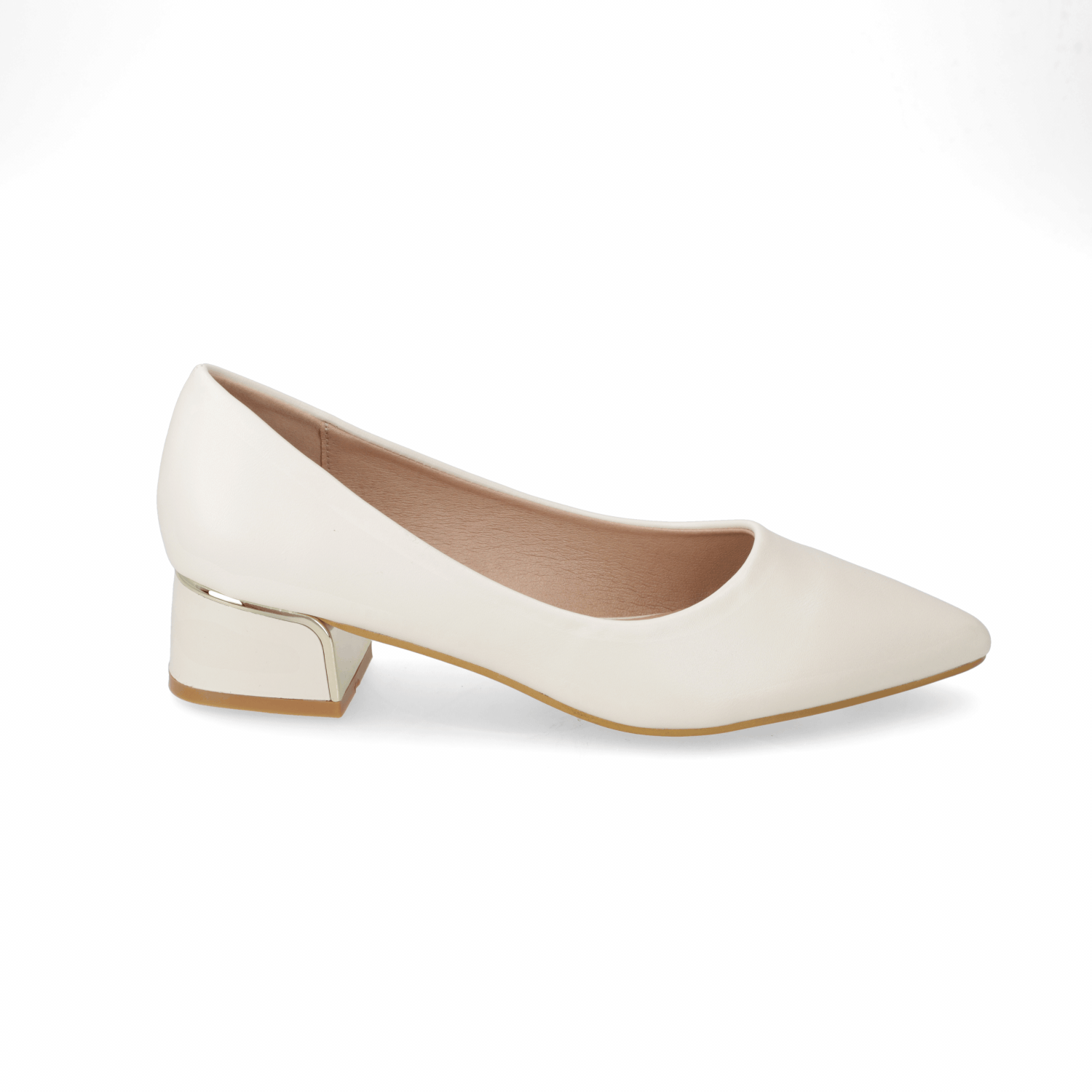 Zapato Taco Ancho Bajo Blanco