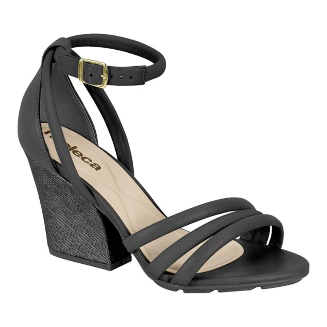 Sandalia Taco Cuadrado Moleca EcoCuero Negro 5222-765-24927-15745