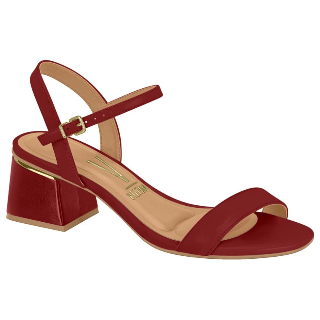 Sandalia Taco Ancho Medio Cereza Vizzano