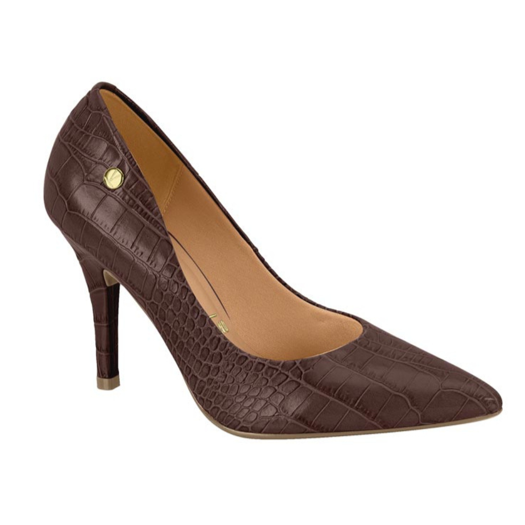 Stiletto Taco Aguja Croco Café