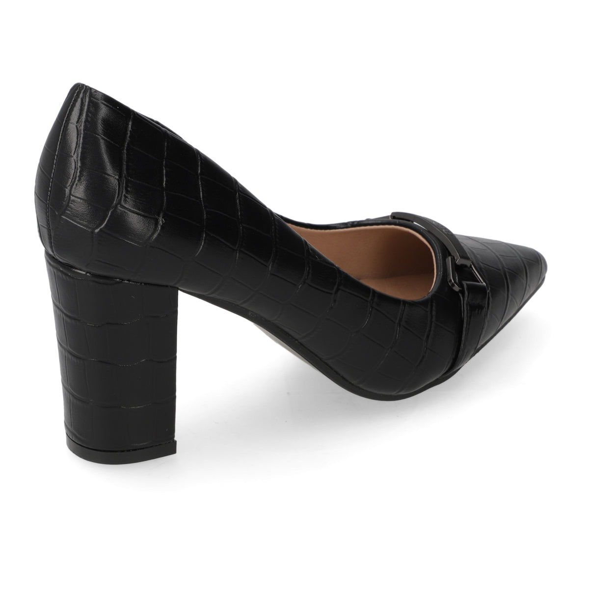 Zapato Taco Ancho Negro Texturizado