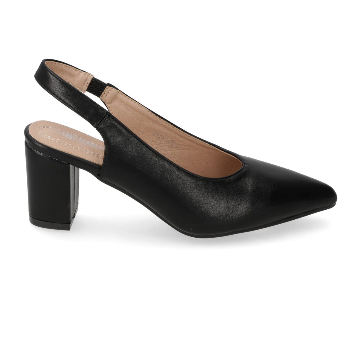 Taco Ancho Slingback Negro Eco Cuero
